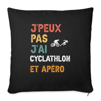 je peux pas j'ai cyclathlon et apéro vintage - Housse de coussin décorative 45 x 45 cm - noir - Devant
