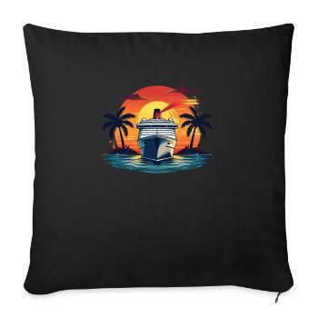 Chemise Croisière Famille Découvrez le - Housse de coussin décorative 45 x 45 cm - noir - Devant