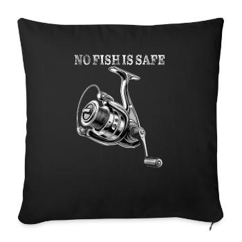 MOULINET DE PÊCHE AUCUN POISSON N’EST SÛR - Housse de coussin décorative 45 x 45 cm - noir - Devant