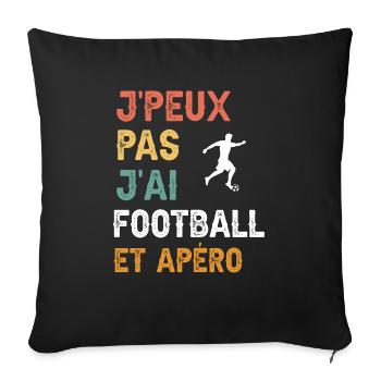 I can't I have football and vintage aperitif - Sofa pillowcase 17,3'' x 17,3'' (45 x 45 cm) - black - Front