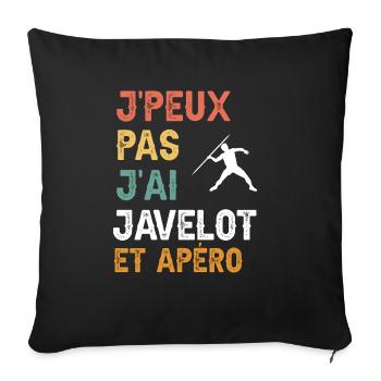 je peux pas j'ai javelot et apéro vintage - Housse de coussin décorative 45 x 45 cm - noir - Devant