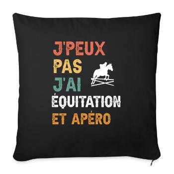 I can't I have horse riding and vintage aperitif - Sofa pillowcase 17,3'' x 17,3'' (45 x 45 cm) - black - Front