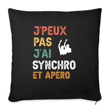 Ich kann kein Synchronschwimmen und Vintage-Aperitif - Sofakissenbezug 45 x 45 cm - Schwarz - Vorne