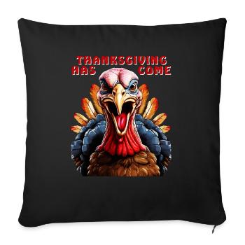 TURKEY THANKSGIVING HAS COME - Sofa pillowcase 17,3'' x 17,3'' (45 x 45 cm) - black - Front