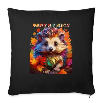 HEDGEHOG AUTUMN THINK OF ME - Sofa pillowcase 17,3'' x 17,3'' (45 x 45 cm) - black - Front
