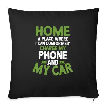 Home Je peux recharger mon téléphone et ma voiture Conducteur de véhicule électrique - Housse de coussin décorative 45 x 45 cm - noir - Devant