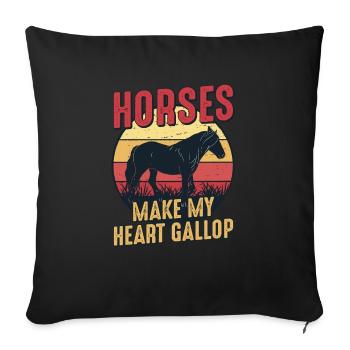 Les chevaux font galoper mon cœur Fille d’équitation - Housse de coussin décorative 45 x 45 cm - noir - Devant