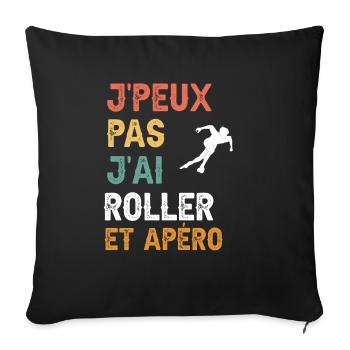 je peux pas j'ai roller et apéro vintage - Housse de coussin décorative 45 x 45 cm - noir - Devant