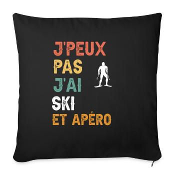 I can't I have ski and vintage aperitif - Sofa pillowcase 17,3'' x 17,3'' (45 x 45 cm) - black - Front