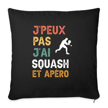 je peux pas j'ai squash et apéro vintage - Housse de coussin décorative 45 x 45 cm - noir - Devant