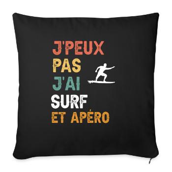 I can't I surf man and vintage aperitif - Sofa pillowcase 17,3'' x 17,3'' (45 x 45 cm) - black - Front