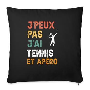 I can't I have men's tennis and vintage aperitif - Sofa pillowcase 17,3'' x 17,3'' (45 x 45 cm) - black - Front