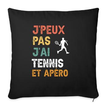 I can't I have tennis and vintage aperitif - Sofa pillowcase 17,3'' x 17,3'' (45 x 45 cm) - black - Front
