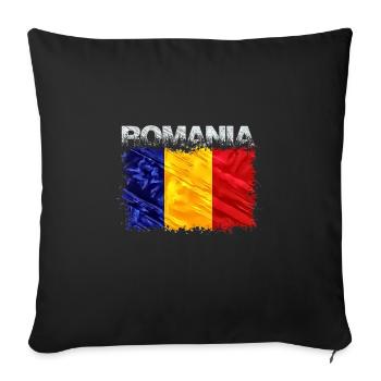 Roumanie - Housse de coussin décorative 45 x 45 cm - noir - Devant