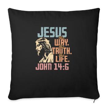 Jésus Dieu Bible Église Foi chrétienne Croire - Housse de coussin décorative 45 x 45 cm - noir - Devant