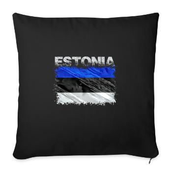 Estonie - Housse de coussin décorative 45 x 45 cm - noir - Devant