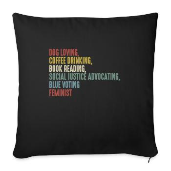Dog Loving Coffee Drinking Book Reading - Sofakissenbezug 45 x 45 cm - Schwarz - Vorne