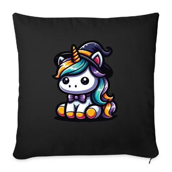 Halloween Licorne Citrouille d’Halloween - Housse de coussin décorative 45 x 45 cm - noir - Devant