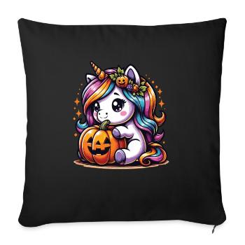 Halloween Licorne Citrouille d’Halloween - Housse de coussin décorative 45 x 45 cm - noir - Devant