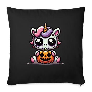 Halloween Licorne Citrouille d’Halloween - Housse de coussin décorative 45 x 45 cm - noir - Devant