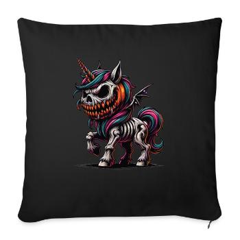 Halloween Licorne Citrouille d’Halloween - Housse de coussin décorative 45 x 45 cm - noir - Devant