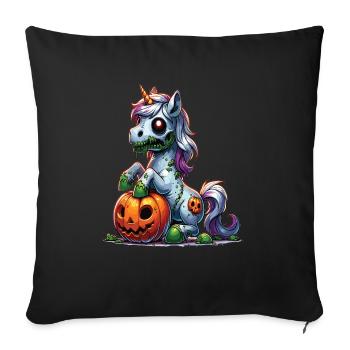 Halloween Licorne Citrouille d’Halloween - Housse de coussin décorative 45 x 45 cm - noir - Devant