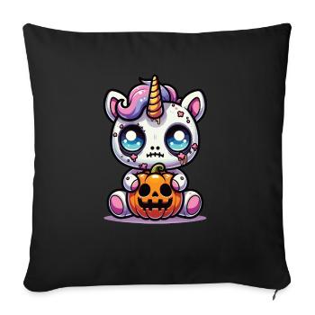 Halloween Licorne Citrouille d’Halloween - Housse de coussin décorative 45 x 45 cm - noir - Devant