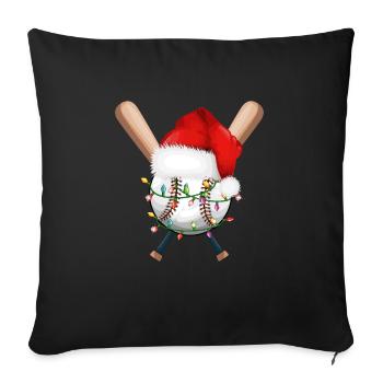 Bonhomme de neige Joyeux Noël avec batte de baseball - Housse de coussin décorative 45 x 45 cm - noir - Devant