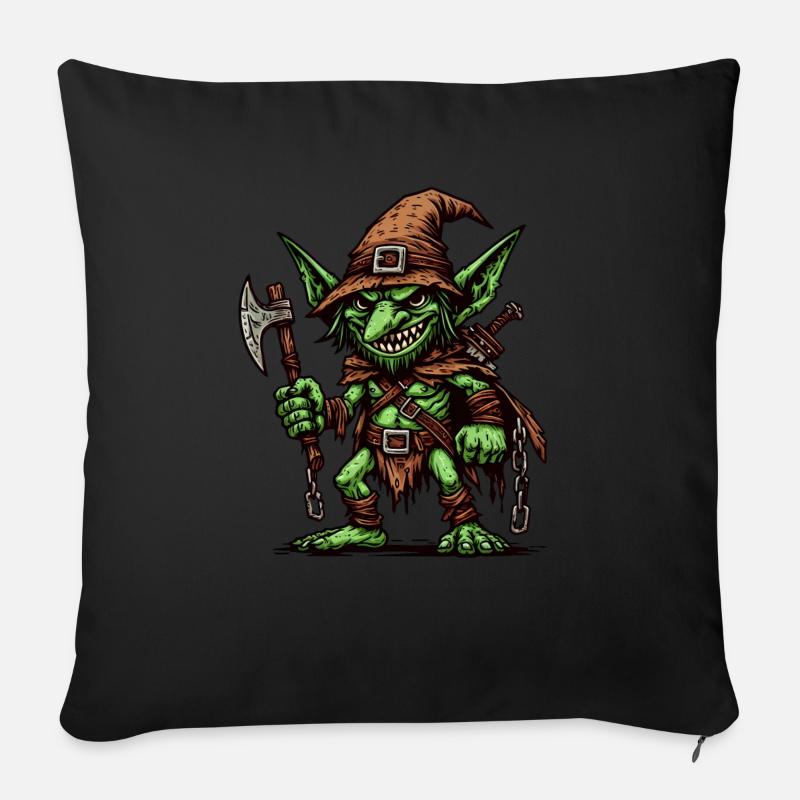 Goblincore, Gruseliger Goblin, Troll & Kobold - Sofakissenbezug 45 x 45 cm - Schwarz