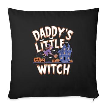 La petite sorcière de papa de la sorcière d’Halloween - Housse de coussin décorative 45 x 45 cm - noir - Devant
