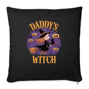 La petite sorcière de papa de la sorcière d’Halloween - Housse de coussin décorative 45 x 45 cm - noir - Devant
