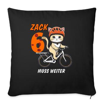 CAT BIKE MUST CONTINUE ZACK SIX - Sofa pillowcase 17,3'' x 17,3'' (45 x 45 cm) - black - Front