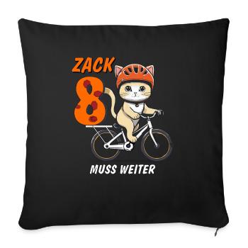 CAT BIKE MUST CONTINUE ZACK EIGHT - Sofa pillowcase 17,3'' x 17,3'' (45 x 45 cm) - black - Front