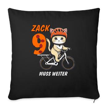 CAT BIKE MUST CONTINUE ZACK NINE - Sofa pillowcase 17,3'' x 17,3'' (45 x 45 cm) - black - Front