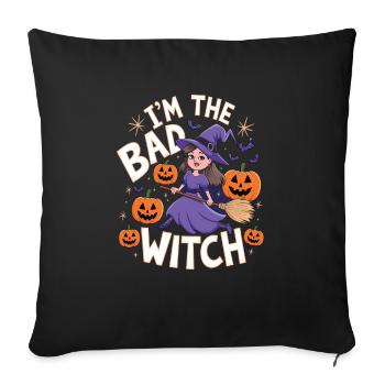 Sorcière d’Halloween Je suis la mauvaise sorcière - Housse de coussin décorative 45 x 45 cm - noir - Devant