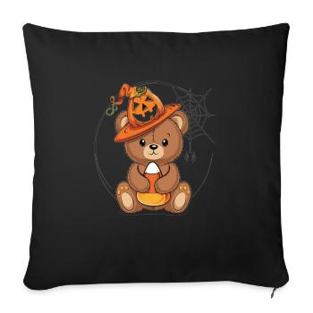 Ours en peluche d’Halloween Ours d’Halloween - Housse de coussin décorative 45 x 45 cm - noir - Devant