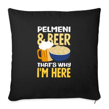 Pelmeni russes, quenelles russes - Housse de coussin décorative 45 x 45 cm - noir - Devant