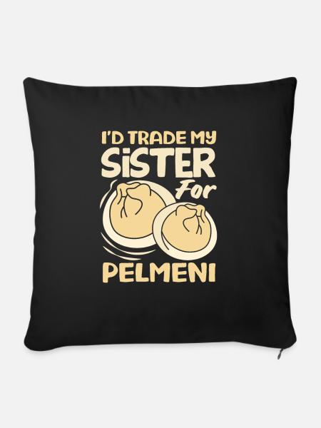 Russische Pelmeni Russische Knödel - Sofakissenbezug 45 x 45 cm - Schwarz