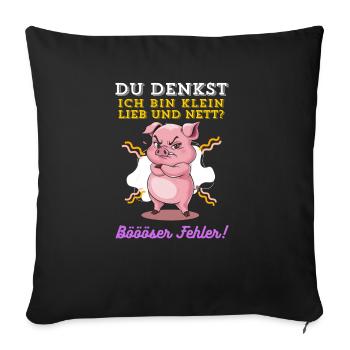Pig Tshirt Funny Funny Humor Women Cute - Sofa pillowcase 17,3'' x 17,3'' (45 x 45 cm) - black - Front
