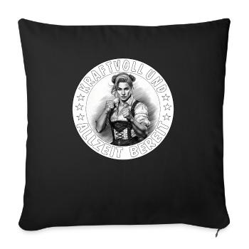 WOMAN POWERFUL AND ALWAYS READY - Sofa pillowcase 17,3'' x 17,3'' (45 x 45 cm) - black - Front
