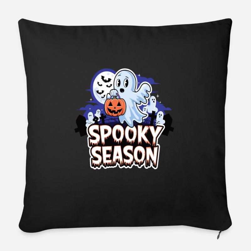 Cute Halloween Ghost Spooky Season Ghost - Sofakissenbezug 45 x 45 cm - Schwarz