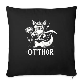 otthor loutre drôle viking jeu de mots vikings loutres odin - Housse de coussin décorative 45 x 45 cm - noir - Devant