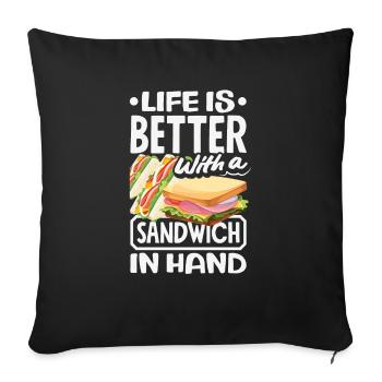 Sandwich Day Snack Celebration Sandwich - Sofa pillowcase 17,3'' x 17,3'' (45 x 45 cm) - black - Front