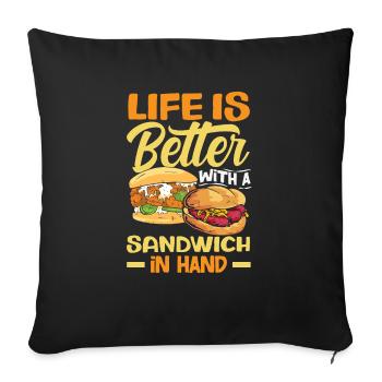 Sandwich Day Snack Celebration Sandwich - Sofa pillowcase 17,3'' x 17,3'' (45 x 45 cm) - black - Front