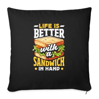 Sandwich Day Snack Celebration Sandwich - Sofakissenbezug 45 x 45 cm - Schwarz - Vorne