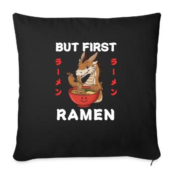 Ramen Nouilles Chibi Asie Dragon Nouilles Soupe Anime - Housse de coussin décorative 45 x 45 cm - noir - Devant