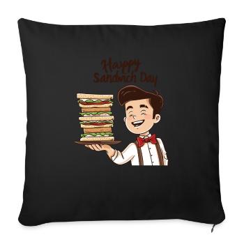 Sandwich Day Snack Celebration Sandwich - Sofa pillowcase 17,3'' x 17,3'' (45 x 45 cm) - black - Front