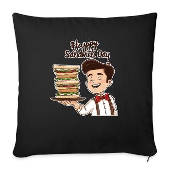 Sandwich Day Snack Celebration Sandwich - Sofa pillowcase 17,3'' x 17,3'' (45 x 45 cm) - black - Front
