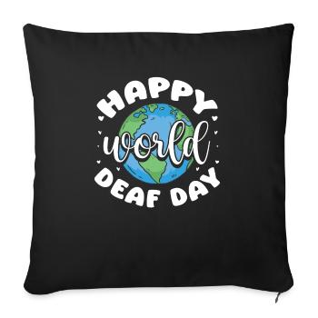 Happy World Deaf Day Lip Reading ASL Teacher - Sofakissenbezug 45 x 45 cm - Schwarz - Vorne
