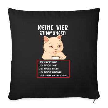Lazy Tshirt Work Cat Funny Sarcasm Office - Sofa pillowcase 17,3'' x 17,3'' (45 x 45 cm) - black - Front